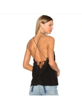 Cami NYC The Becca Lace Plunge Back Silk Camisole With Tie Back